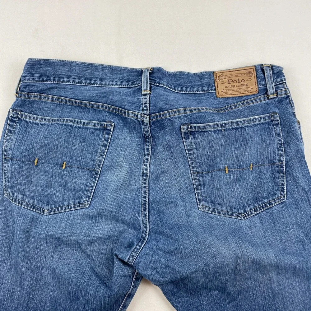 Polo Ralph Lauren Mens Authentic Dungarees Blue Denim Jeans 36x30 Straight Leg
